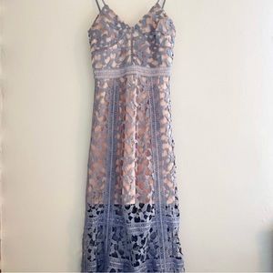 REVOLVE Lavender Lace Overlay Maxi Dress